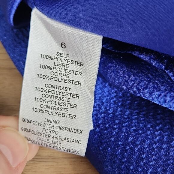 🐞Jessica Simpson Royal Blue Flutter Sleeve Peplum Waist Dress Size 6 - Picture 11 of 12